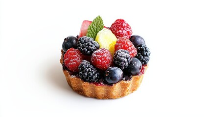 Delicious Homemade Berry Tart with Fresh Raspberries  Blackberries and Blueberries