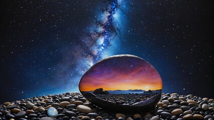 Wall Mural - night, space and a cosmic rock