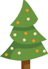 Poster - Green christmas tree with baubles standing on white background, festive decoration element for christmas and new year design