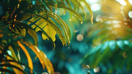 Poster - A picture of sunlight shining through the leaves of a tree, great for use in nature or outdoor themed designs