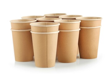 Poster - A collection of paper cups stacked on top of each other, perfect for an office or kitchen setting