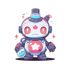 Poster - Cute Robot with a Star on its Belly