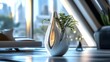 © Paul - Vase with self-repairing and reshaping abilities, advanced nanotech, sleek and modern, glowing lines, set in a futuristic home, sci-fi influence