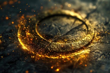 Poster - A ring of golden sparks sits atop a dark surface, adding warmth and light to the scene
