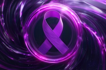Aufkleber - A purple ribbon is entwined in a spiral shape