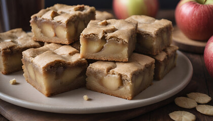 Wall Mural - delicious brown butter apple blondies on a plate