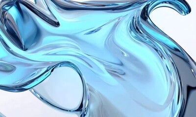 Poster - Captivating swirls of blue liquid create mesmerizing patterns in a vibrant artistic display, highlighting fluid motion and beauty at an abstract art exhibit. Generative AI