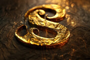 Aufkleber - A single golden letter S on a shiny metallic surface, suitable for use in branding or design projects