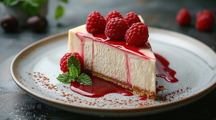 Sticker - Slice of Cheesecake with Raspberries