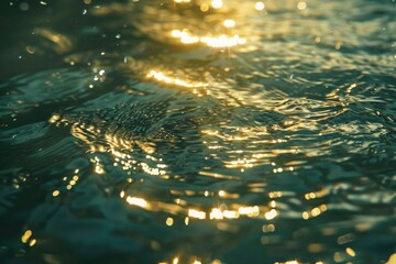 Wall Mural - A close-up view of the surface of a river or lake, showing ripples and waves