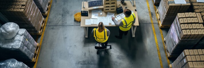 Poster - Warehouse Operations Logistics team manages inventory efficiently, focusing on teamwork, inventory control, order fulfillment, and supply chain management while ensuring safety and efficiency