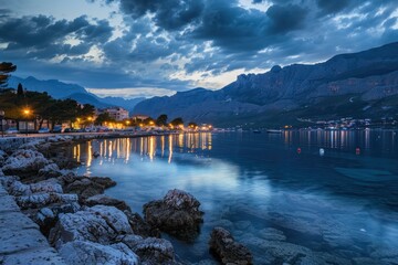 Canvas Print - Coastal Town at Twilight