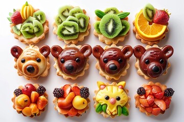 Sticker - Adorable Fruit Tartlets with Animal Toppings