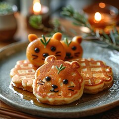 Wall Mural - Cute Animal Shaped Pancakes