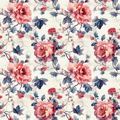 Seamless patterns Watercolor flowers, royal vintage victorian background.[A-0002]