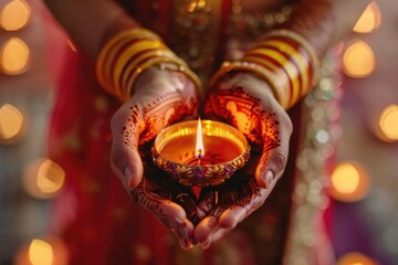 Poster - A person holds a burning candle, creating a warm and intimate atmosphere