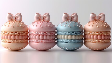 Sticker - Delicate Macarons with Pink Bows