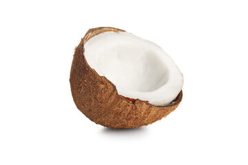 Sticker - Half of fresh coconut on white background