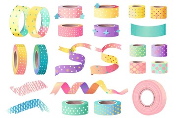 Aufkleber - A assortment of colorful washi tapes for various creative uses