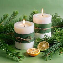 Poster - christmas decoration with candle and christmas tree