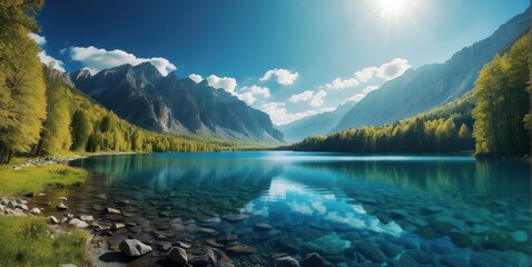 Wallpaper turquoise lake in summer mountains