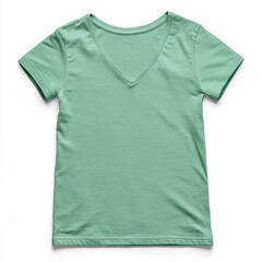 Canvas Print - A green shirt with a v-neck and a short sleeve. The shirt is unbuttoned and the collar is rolled up