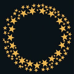 Poster - Golden Star Frame on Black Background