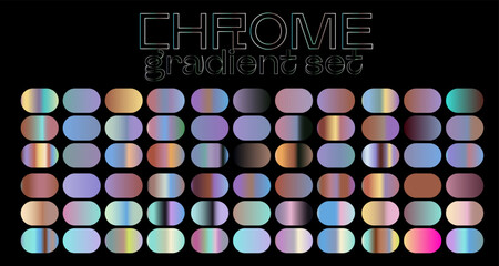 Poster - Chrome gradients of holographic colors for art and design.