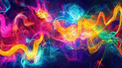 Wall Mural - Vibrant neon lights pulsating in abstract patterns