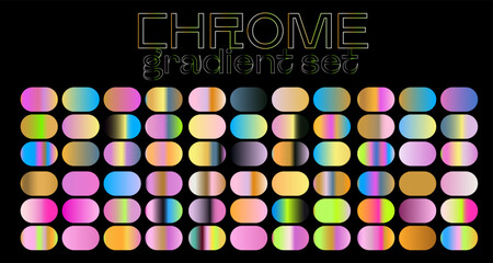 Poster - Chrome gradients of holographic colors for art and design.