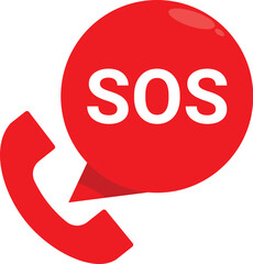 Poster - Red phone symbol is making an emergency sos call