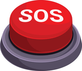Poster - Large red emergency button with sos signal, ready to be pressed in case of an emergency situation