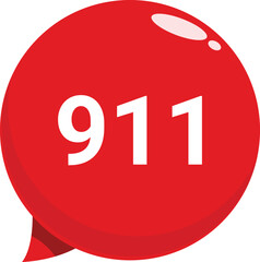 Poster - Red speech bubble showing 911 emergency number on white background