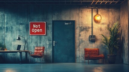 Poster - A closed office with a 
