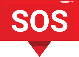 Poster - Red glossy pin showing sos message on a white background