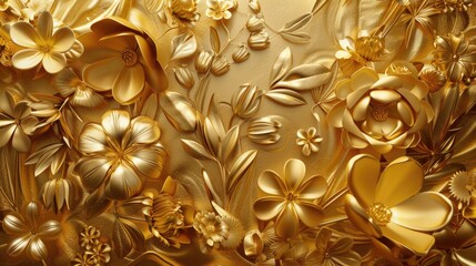 Canvas Print - A detailed view of golden blooms and foliage