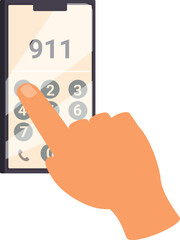 Poster - Hand is using a smartphone to dial the emergency number 911