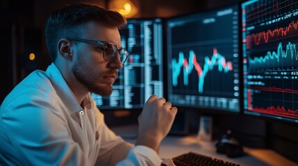 Poster - Data analyst and chartist analyzing market data 