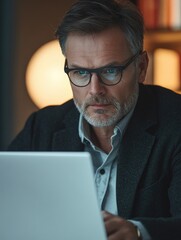 Poster - Professional Businessman Focusing on Laptop