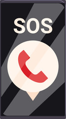 Poster - Smartphone is showing an sos signal with a red phone icon, indicating a need for immediate assistance