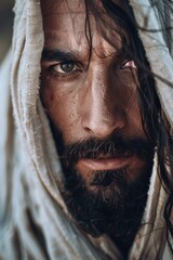 Poster - A close-up of a person wearing a hood, ideal for use in illustrations or graphics
