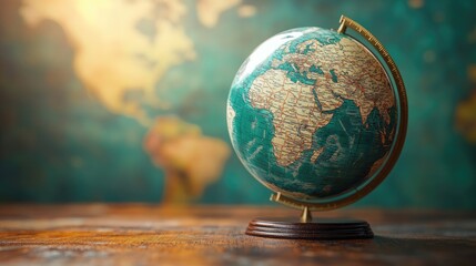 Poster - A detailed globe with highlighted travel routes and a world map background, representing global travel experiences. Clear copy space available.