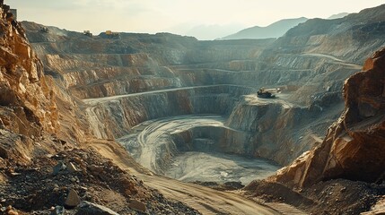 Canvas Print - Copper Quarrying in a Strip Mine The Hardworking Giants