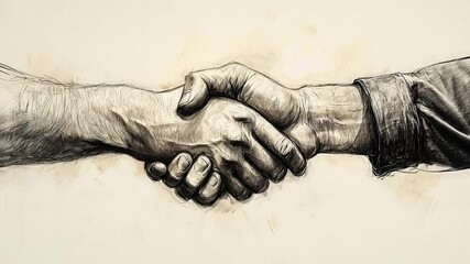 Poster - Two hands grip each other firmly, illustrating a strong bond and agreement, conveying trust and collaboration.