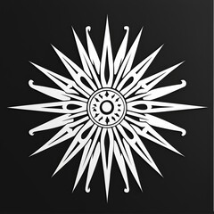 Wall Mural - White Ornamental Star on Black Background