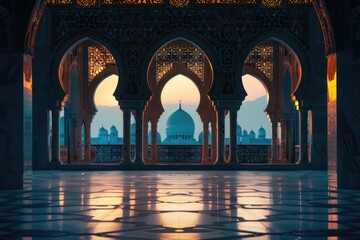 Poster - Interior view of a mosque from the perspective of being inside another building
