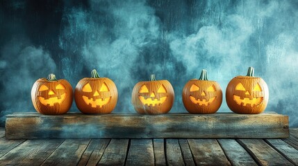 Spooky halloween background with empty wooden planks