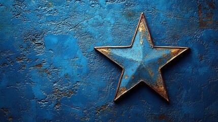 Wall Mural - A blue background accentuates a centrally placed star, creating a dramatic focal point.