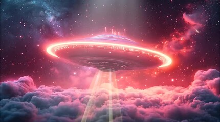 Wall Mural - UFO in space. Seamless looping time-lapse video background.