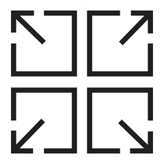 Poster - Resize arrows icon. Four black arrows. Square and arrow concept. Minimalist vector graphic.